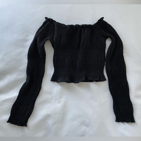 Mendocino Black Off The Shoulder Crop Top - size S - Picture 3 of 11